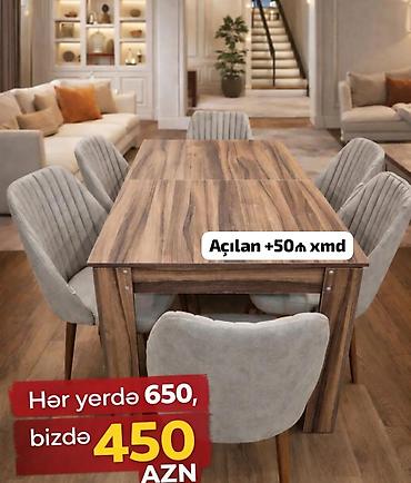 hamam kranti: Qonaq otağı üçün, Yeni, Açılan, Dördbucaq masa, 6 stul — 2