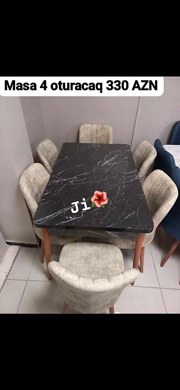 stol ayaqları: 4 oturacaqlı açılıb-böyüyən masa dəsti. Masa qapalı vəziyyətdə 80x130 — 8