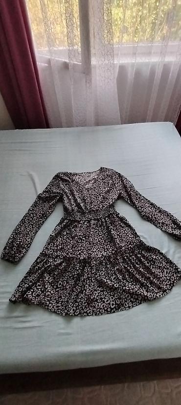 mango ogrlice: Prelepa leopard haljina dugih rukava,lepršava i lagana, sa gumom u — 4