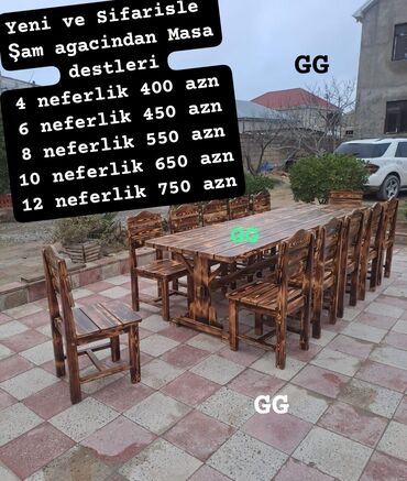 yemek stol: Yeni Şam agacindan Masa destleri 4 neferlik 400 azn 6 neferlik 450