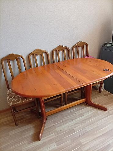 2 el mebel: Qonaq otağı üçün, İşlənmiş, Oval masa, 4 stul — 1
