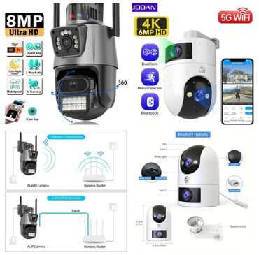 simsiz kameralar: Wifi ve RJ45 Lan Camera Dual lens 8MP Ultra HD 4K PTZ İCSee Firması