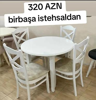 bagca ucun stol stul: Mebel dəsti – yemək masası və yumru oturacaqlı qonaq dəsti - Ağ — 1