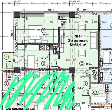 gala group: 2 комнаты, 66 м², Молодая Гвардия Элитка, 11 этаж — 1