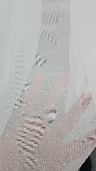Pərdə və tüllər: Ağ rəngli tül pərdə parçası - Material: nazik, yüngül, şəffaf tül — 3