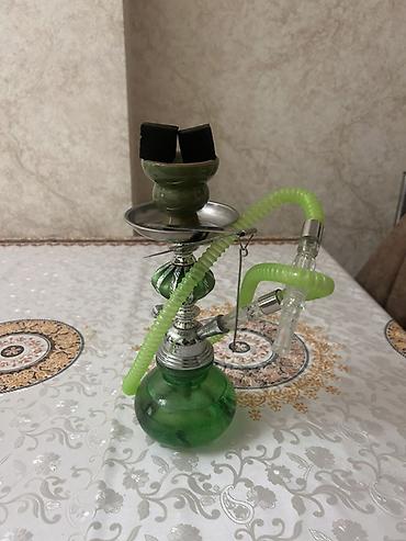 plas cadir: Kiçik ölçülü nərgilə (hookah) dəsti - Rəng: yaşıl şüşə kolba, yaşıl — 5