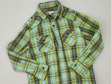 bluzki hiszpanki z długim rękawem: Shirt 7 years, condition - Very good, pattern - Cell, color - Green