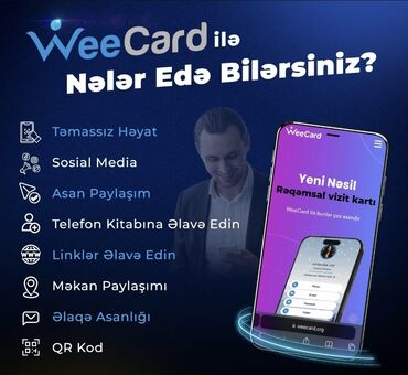Başqa xidmətlər: Rəqəmsal Vizit Kart – 77 AZN Kağız vizit kartlara son! Öz brendinizi — 5