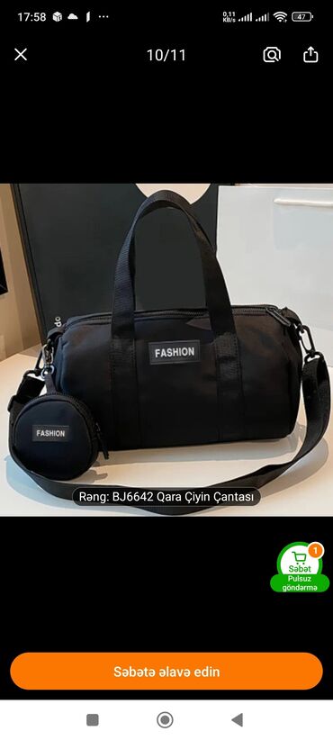 часы наручные бу: BJ6642 qara çiyin çantası seti - Rəng: Qara - Model: BJ6642 - Ölçülər