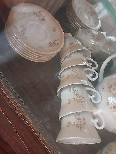 gunuş saat: Çay dəsti, rəng - Ağ, Farfor — 1