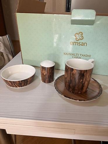 ulduz acar: Emsan Kahvaltı Takımı – 6 nəfərlik Müasir taxta naxışlı dizayna malik — 6