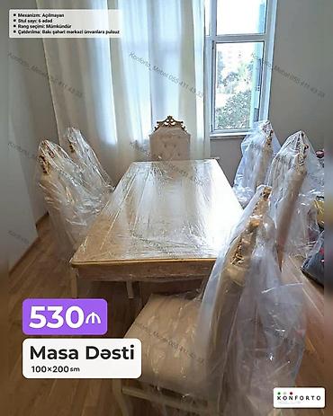 Ev və bağ: Masa Dəsti – 100×200 sm - Komplekt: masa + 6 stul - Mexanizm — 1