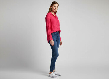 kurtka jeansowa z futerkiem bershka: Bershka, Жіноча блуза, розмір XS