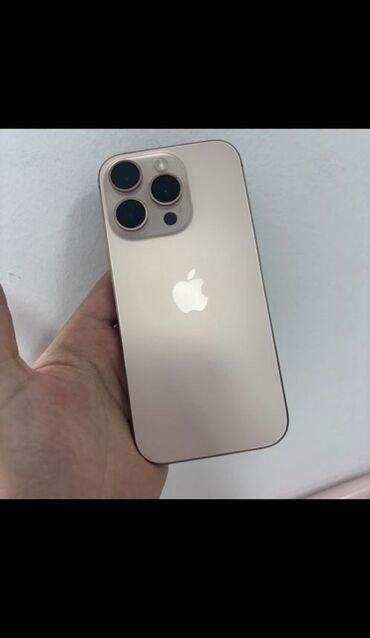 телефоны кнопачные: IPhone 16 Pro, Колдонулган, 256 ГБ, Desert Titanium, Коргоочу айнек, 90 %