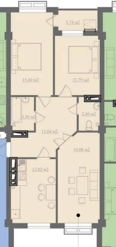 сокулук прадаю дом: 3 комнаты, 77 м², Элитка, 9 этаж, ПСО (под самоотделку)