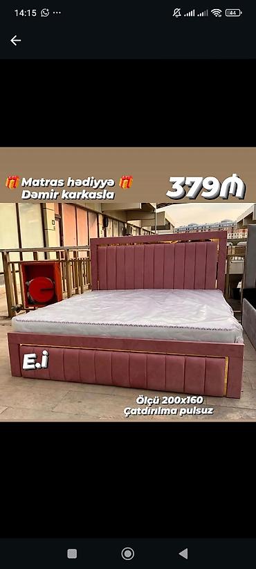 Çarpayılar: Möhkəm metal karkaslı iki nəfərlik çarpayı. - Ölçü: 200x160 sm - — 1