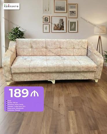 Divan - Ölçü: 200 sm - Mexanizm: Açılan, bazalı - Yastıqlar: 2 ədəd