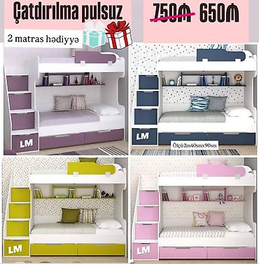 2 mertebe carpayi: Oğlan və qız üçün, Yeni, Çarpayı, Matras ilə, Siyirməli — 1