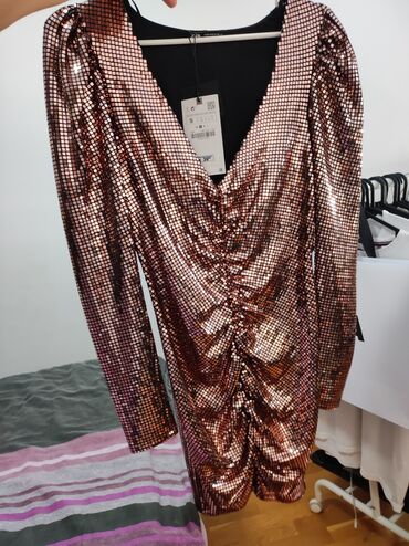 duge haljine letnje: Zara S (EU 36), bоја - Roze, Dugih rukava
