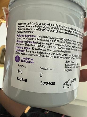 infert macun terkibi: Sudocrem Bebek Baxım Kremi – böyük qab Məhsul təsviri: - Həssas — 3