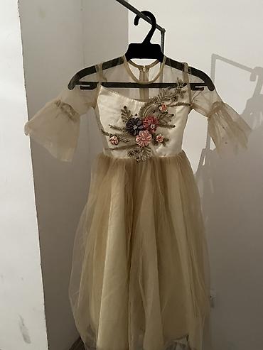 Платья: Детское платье, цвет - Бежевый, Б/у — 4