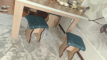 study table: Обеденный комплект: стол + 4 табуреты размер.1.50×80 - Прямоугольный — 2