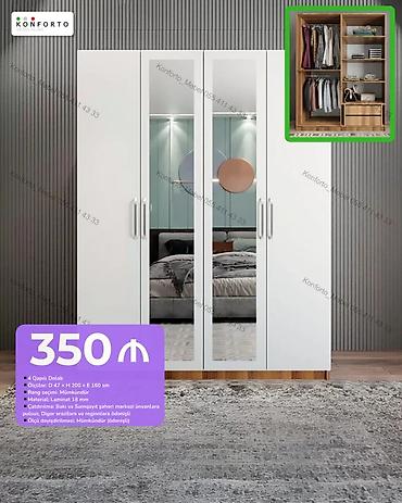 4 qapılı paltar dolabı - Material: 18 mm laminat - Ölçü: dərinlik 47