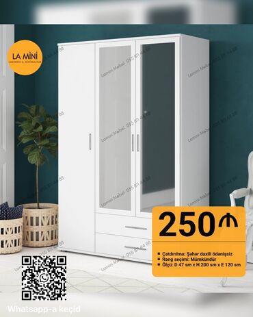 Divanlar: Yeni, Açılan, 3 qapılı Düz dolab, Qarderob, paltar dolabı, Azərbaycan