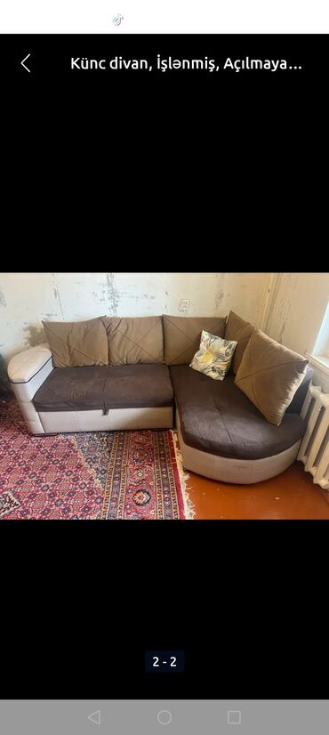 Mebel: Künc divan, İşlənmiş, Açılmayan, Bazasız, Nabuk, Çatdırılma yoxdur