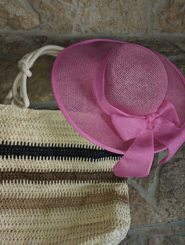 ženski šeširi za leto: Torba za plažu + šešir u kompletu. Novo