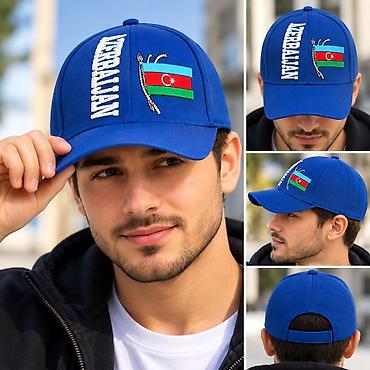 bas: Papaq Azerbaijan bayrağlı papaq – mavi rəng Material: tekstil parça — 1