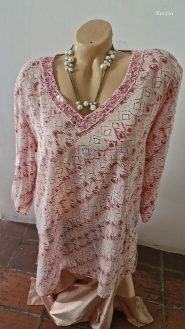 svilene košulje ženske: XL (EU 42), Pamuk, Sa ilustracijom, bоја - Roze
