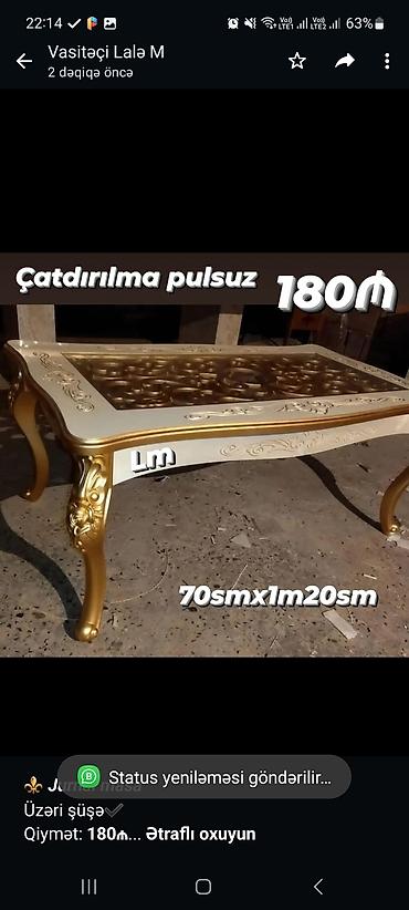 komputer stolları: ⚜️ *_Jurnal masa_* Üzəri şüşə✔️ Qiymət: *180₼* Ölçü: *70smx1m20sm* — 1