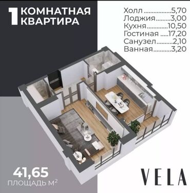 Продажа квартир: 1 комната, 42 м², Элитка, 12 этаж, ПСО (под самоотделку)