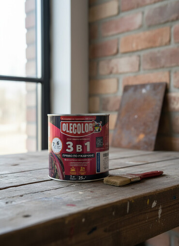 краска матовая: Грунт-эмаль алкидная Olecolor 3 в 1, предназначенная для наружных и