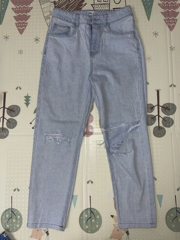 джинсы скини: Прямые, Zara, Высокая талия, Рваные