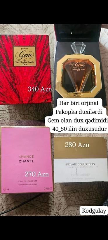 chanel chance: Orijinal ətirlərin seçimi: - Van Cleef & Arpels Gem (parfum) — 1