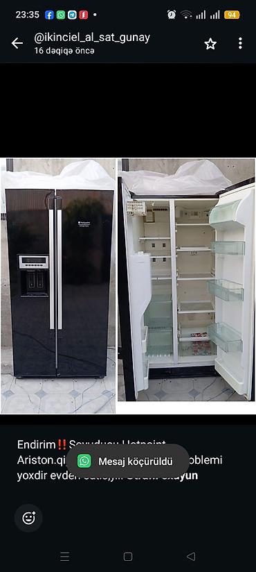 ariston su: İşlənmiş 2 qapılı Hotpoint Ariston Soyuducu Satılır, rəng - Qara — 1
