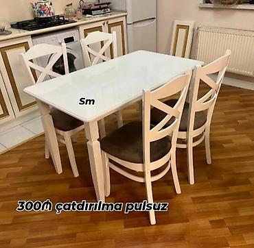 stol desti: Mətbəx üçün, Yeni, Açılmayan, Dördbucaq masa, 4 stul — 3