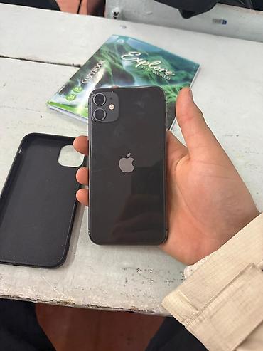 Apple iPhone: IPhone 11, Б/у, 64 ГБ, Черный, Защитное стекло, Чехол, 82 % — 1