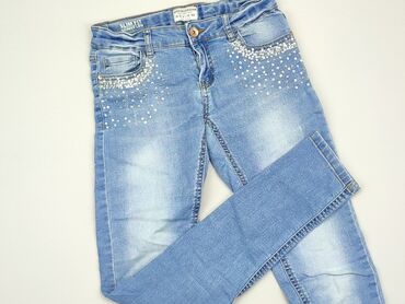 jeansy z koronką allegro: Spodnie jeansowe, 13 lat, 152/158, stan - Dobry
