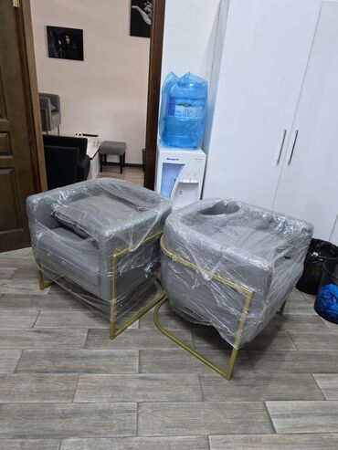 Продукты питания: Salon üçün kreslolar dəsti - Rəng: Boz - Material: Yumşaq süni dəri