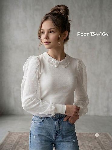 кофты: Новые Школьные блузки на продаже, с ажурным воротником. самовывоз или — 7