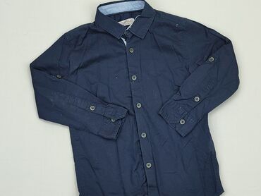 bluzka z szerokimi rękawami reserved: Koszula 3-4 lat, stan - Bardzo dobry, wzór - Jednolity kolor, kolor - Niebieski