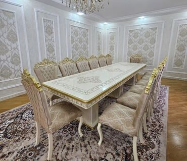 Masa və oturacaq dəstləri: Qonaq otağı üçün, Yeni, Açılan, Dördbucaq masa, 6 stul — 11