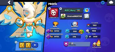 PS3 (Sony PlayStation 3): Brawl Stars oyununda 34733 kubok və müxtəlif döyüş kartları olan bir