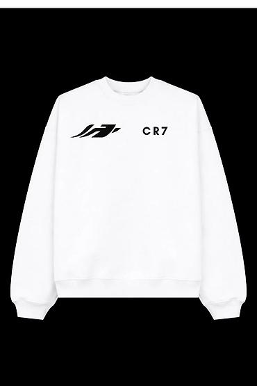 herbi geyim: Ağ rəngli uniseks sweatshirt. Dizayn: - Ön hissə: sol tərəfdə qara — 1