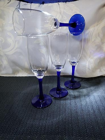 Čaše: Holandske nove vintaz case za vino. Case za vino staklo,kobaltno — 2