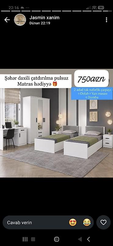 Uşaq/yeniyetmə otağı üçün mebel dəsti Tərkibi: - 2 ədəd tək nəfərlik lalafo.az -da Uşaq/yeniyetmə otağı üçün mebel dəsti Tərkibi: - 2 ədəd tək nəfərlik