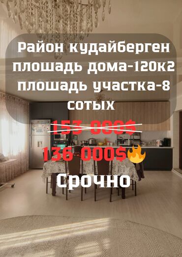 кудайберген дом куплю: Үй, 120 кв. м, 5 бөлмө, Кыймылсыз мүлк агенттиги, Евро оңдоо